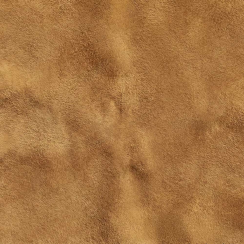 Close-up swatch of Genuine Suede in Cognac Burnt Caramel, showing the fine, fuzzy texture of authentic leather in a rich, warm amber-brown shade.