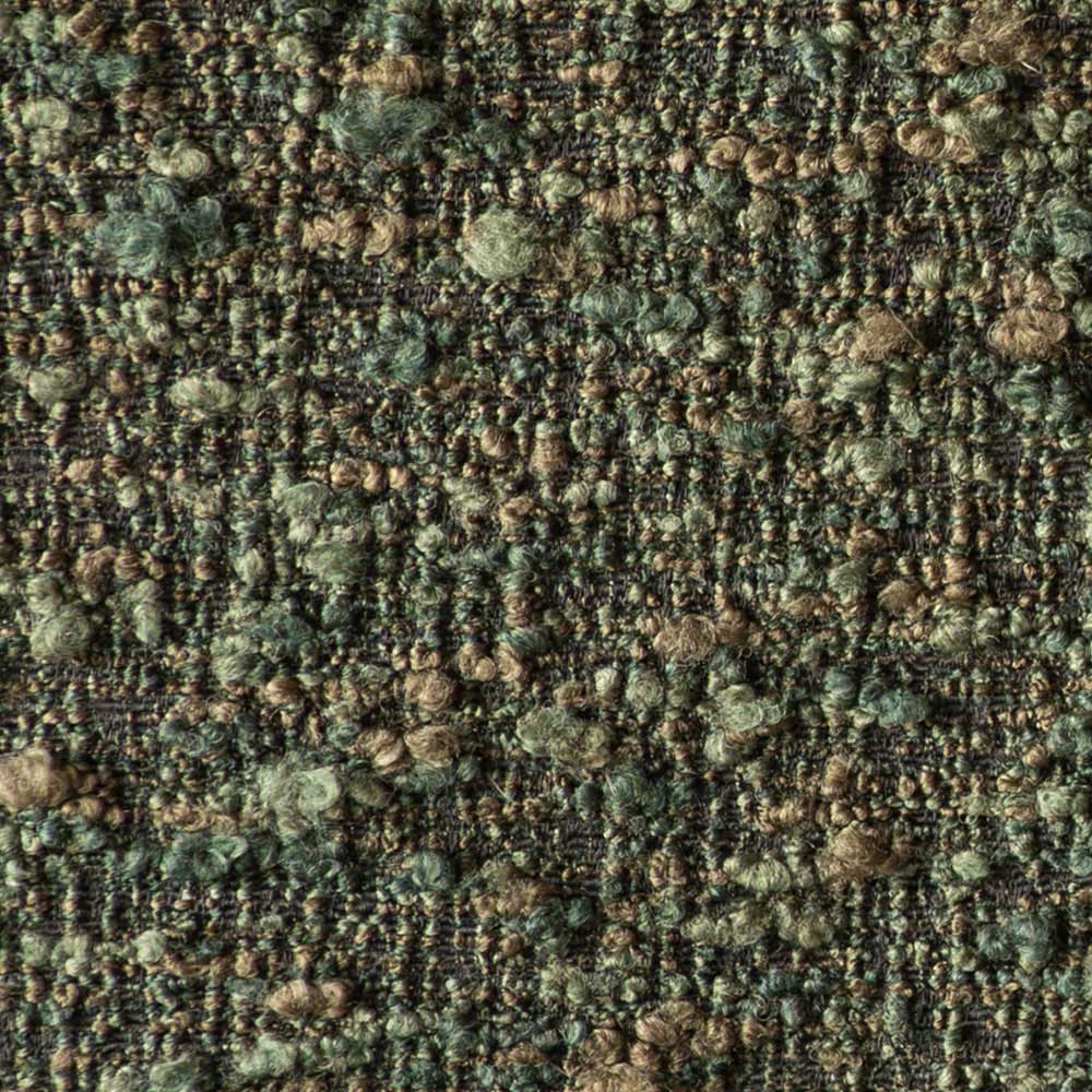 High-resolution swatch of Melange Bouclé fabric in Forest green, featuring a multi-tonal weave of dark emerald and olive threads with a dense, looped texture.
